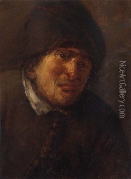 A Peasant In A Brown Cap Oil Painting - Joos van Craesbeeck