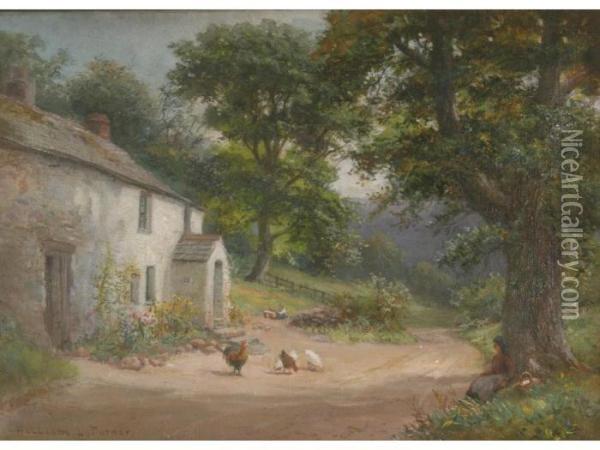 A Wayside Cottage, 
Millbeck, 
Nearkeswick Oil Painting - William Lakin Turner