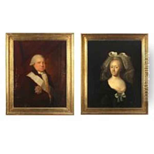 A Pair Of Portraits Of Chamberlain Oil Painting - Hans Hansen