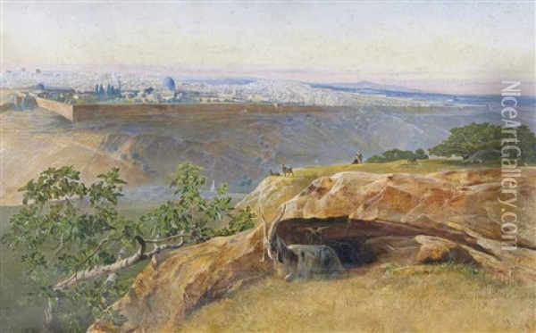 Jerusalem Looking North West Oil Painting - Edward Lear