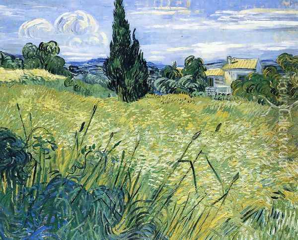 Wheatfield with Cypress Oil Painting - Vincent Van Gogh