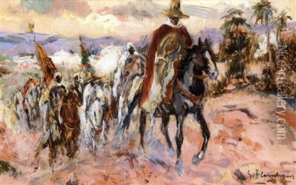 Les Cavaliers Oil Painting - Gustave Flasschoen