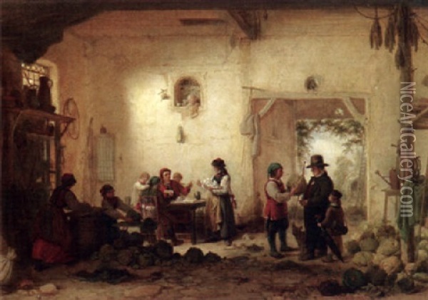 Beim Gemusehandler Oil Painting - Eduard Gustav Seydel