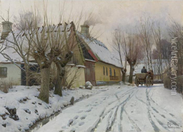 Winter Day Hoje Taastrup Oil Painting - Peder Mork Monsted