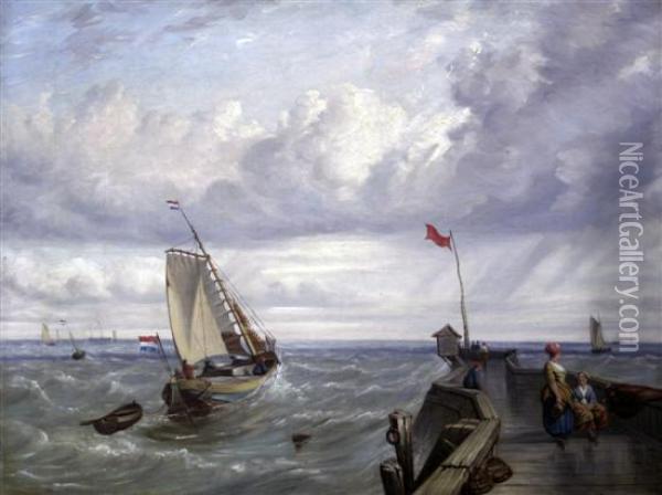 Calais Pier Oil Painting - George Stanfield Walters