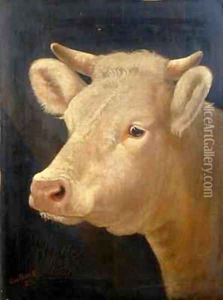 Head of a Cow Oil Painting - Lou Burk
