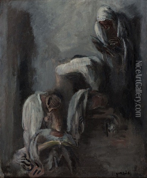 Modlacy Sie Zydzi Ii Oil Painting - Leopold Gottlieb