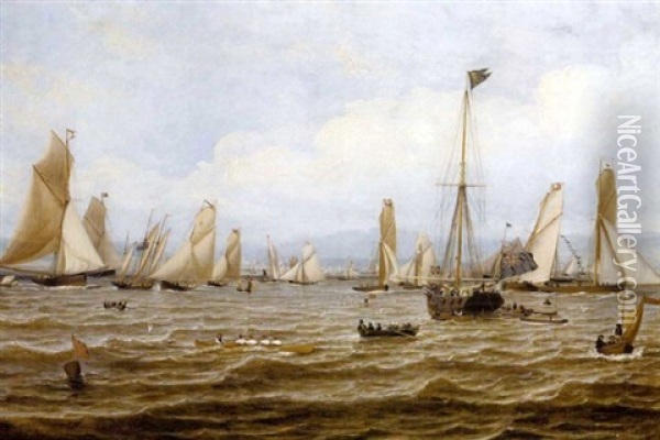 The 1835 Royal Northern Club Regatta Off Greenock Oil Painting - William Clark
