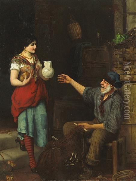 A Pause For Refreshment Oil Painting - M. Hifter