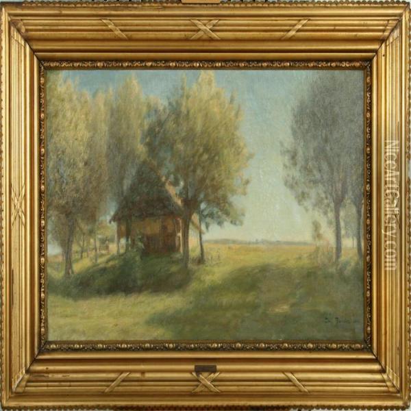 Scenery With Half-timbering House Oil Painting - Julius Paulsen