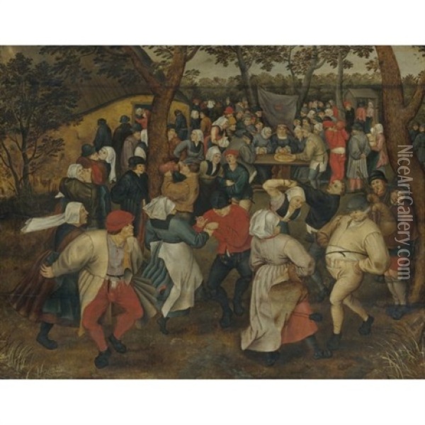 The Outdoor Wedding Feast (collab. W/studio) Oil Painting - Pieter Brueghel the Younger
