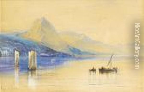 Lago Di Garda, Italy Oil Painting - Edward Lear