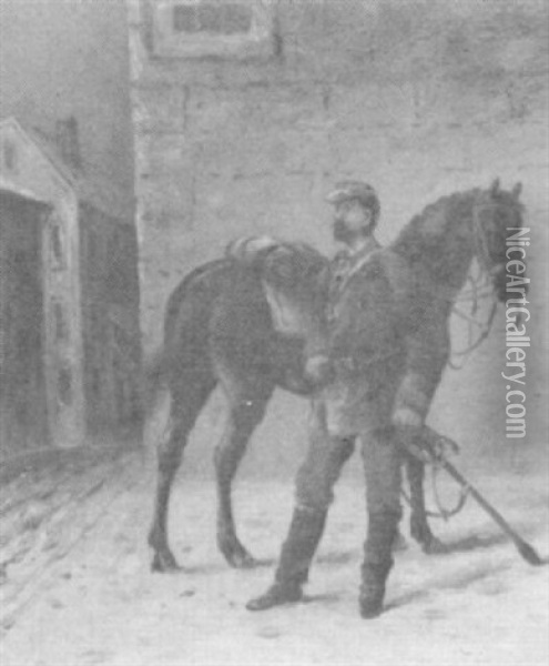 Officer On Horseback Oil Painting - Louis Charles Bombled