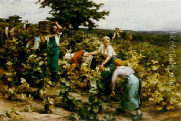 Harvest Time, Mont-saint-pere Oil Painting - Leon Augustin L'Hermitte
