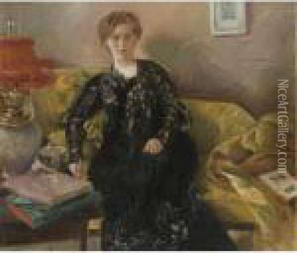 Frau Korfiz Holm (the Wife Of Poet Korfiz Holm) Oil Painting - Lovis (Franz Heinrich Louis) Corinth