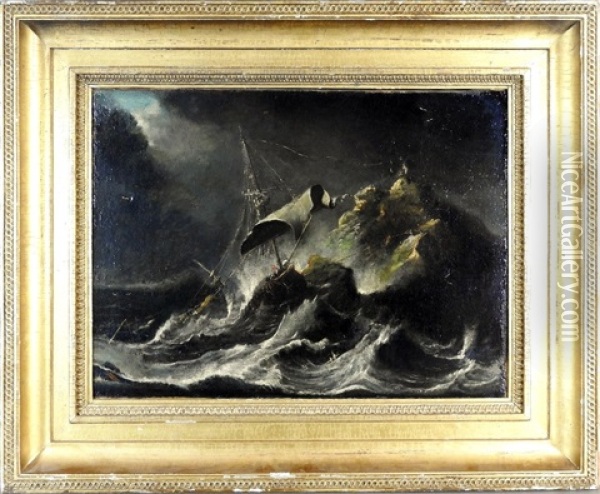 Shipwreck On The Rocks Oil Painting - Andries Van Eertvelt