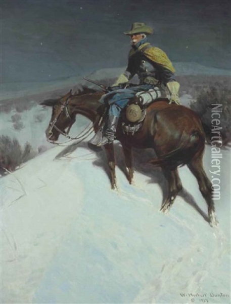 The Vidette--custer Trooper Oil Painting - William Herbert Dunton