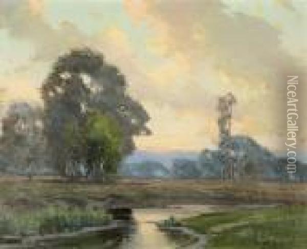 Flusslandschaft In Illinois. Oil Painting - Frank Charles Peyraud