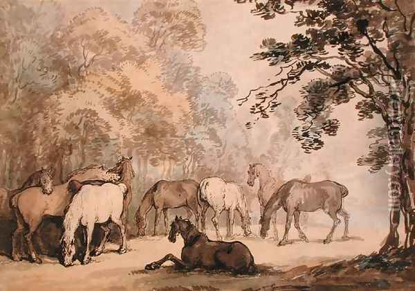 The Stud Farm, 1786 Oil Painting - Thomas Rowlandson