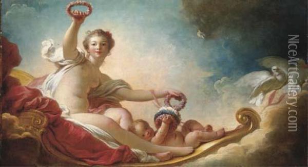 Venus Crowning Love, Or 'le Jour' Oil Painting - Jean-Honore Fragonard