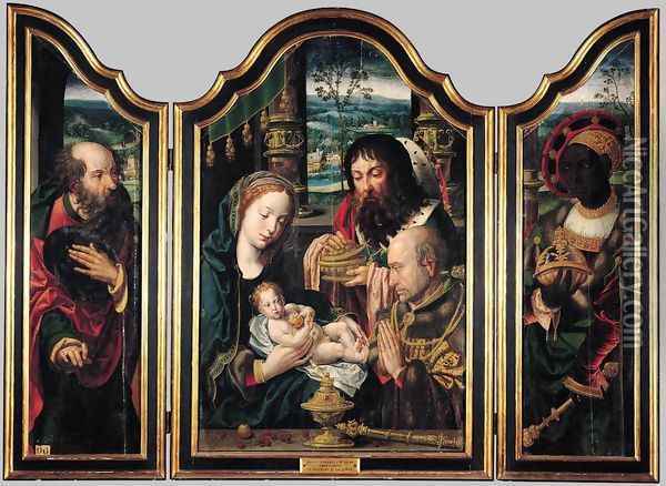 Triptych 1530s Oil Painting - Pieter Coecke Van Aelst