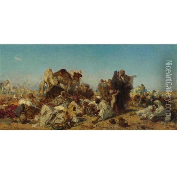 The Bedouin Encampment Oil Painting - Carl Leopold Mueller