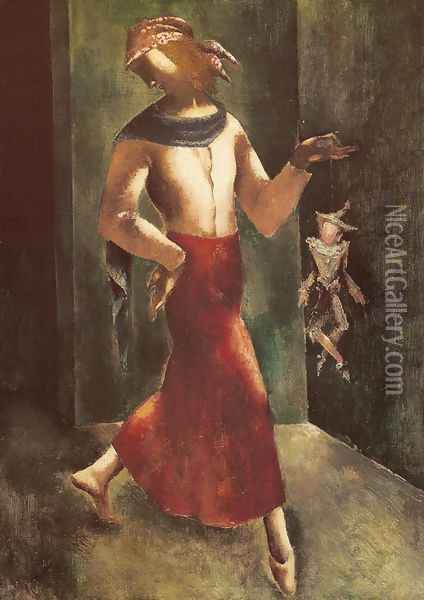 Woman with Jumping Jack Oil Painting - Eugene Zak
