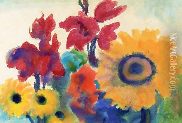 Vibrant Blooming Oil Painting - Emil Nolde