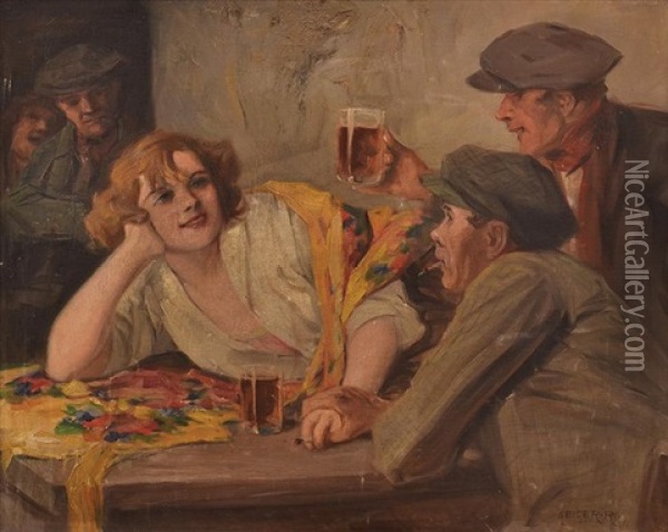 Drinking Scene Oil Painting - Richard Geiger