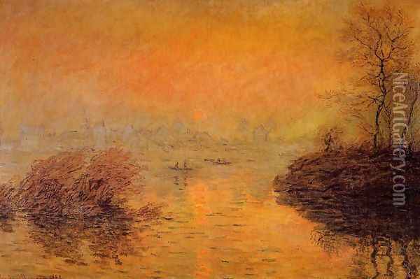 Sunset On The Seine At Lavacourt Winter Effect Oil Painting - Claude Oscar Monet