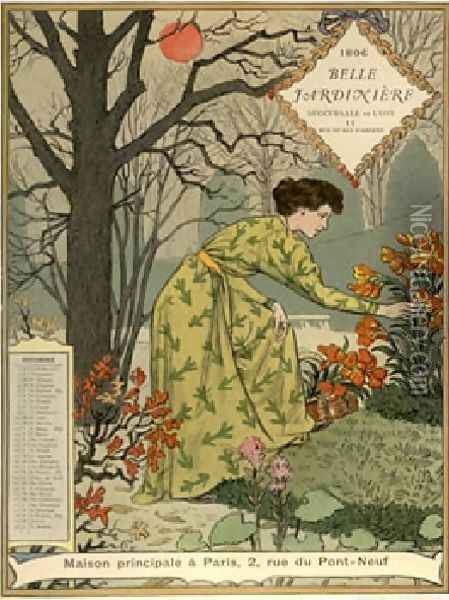 Belle Jardiniere Calendar Oil Painting - Eugene Grasset