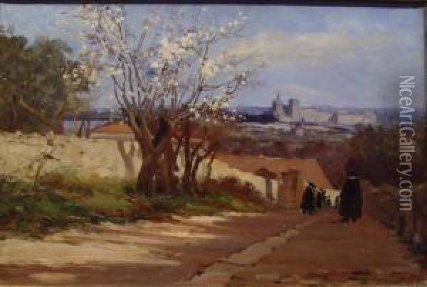 Blick Auf Avignon Oil Painting - Arthur Jean Bapt. Calame