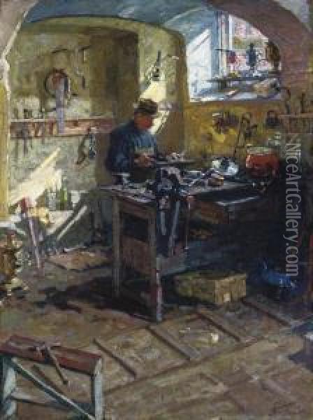 Samovar Workshop Oil Painting - Arnold Borisovic Lakowskij