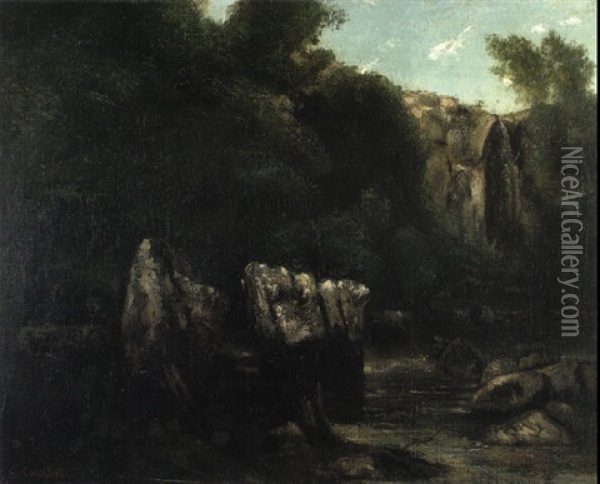 Les Roches Dans La Foret (le Puits-noir) Oil Painting - Gustave Courbet