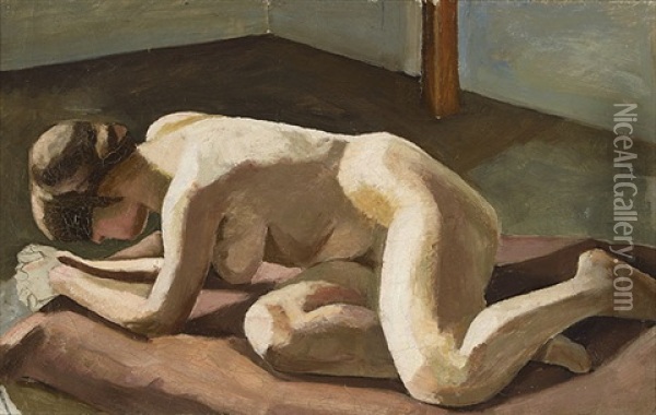 Liegender Akt Oil Painting - Karl Tratt
