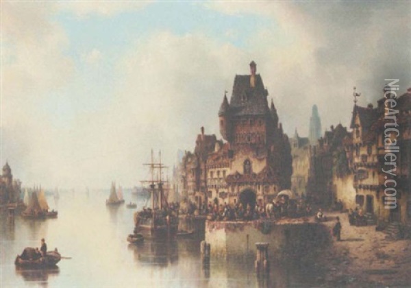 View Of Antwerp Oil Painting - Ludwig Hermann