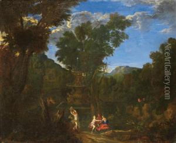 Waldlandschaft Mit Tanzenden Nymphen Oil Painting - Cornelis Huysmans