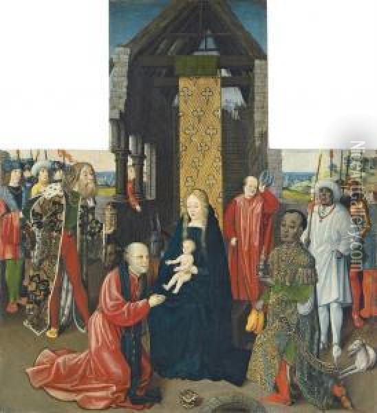 The Adoration Of The Magi - A Panel From An Altarpiece Oil Painting - Hans Raphon