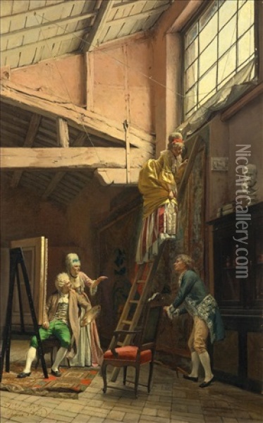 Frivolitat Im Atelier Oil Painting - Domenico De Angelis