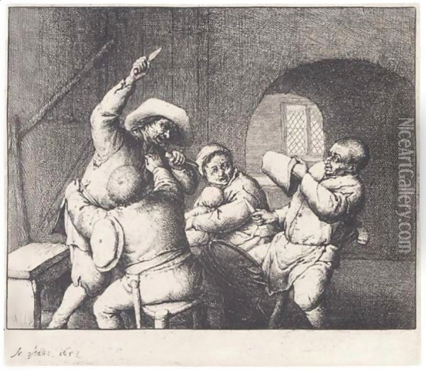 The Peasants' Quarrel Oil Painting - Adriaen Jansz. Van Ostade