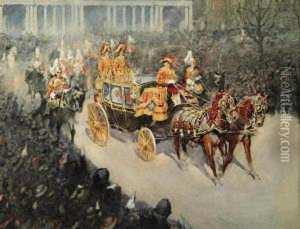 The Marriage Of Princess Mary, February 1922, The Escort Commandedby Captain The Viscount Althorp And Lt. W. Filmer Sankey Oil Painting - Robert, Captain Richardson