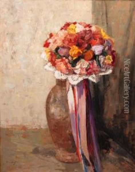 Biedermeier Bouquet Oil Painting - Ans Van Den Berg
