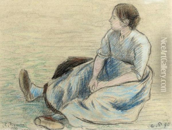 Faneuse Au Repos Oil Painting - Camille Pissarro