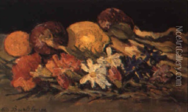 Natura Morta Con Fiori E Limoni Oil Painting - Giovanni Bartolena