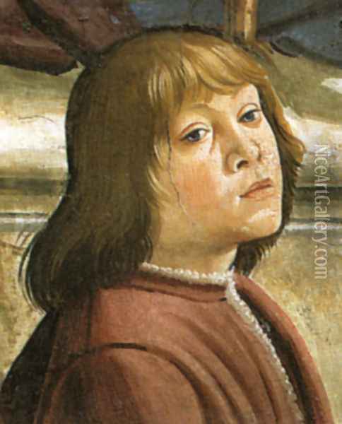 Angelo Poliziano e Giuliano de' Medici (detail) Oil Painting - Domenico Ghirlandaio
