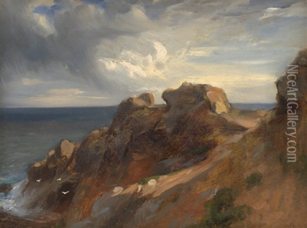Felsige Meereskuste Unter Wolken Oil Painting - Wilhelm Klose