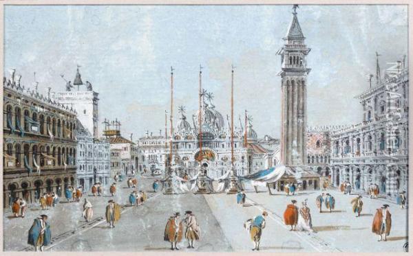 La Place Saint Marc, Venise Oil Painting - Giacomo Guardi