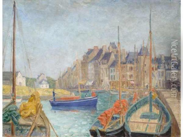 Au Port Du Croisic Oil Painting - Emile Alfred Dezaunay