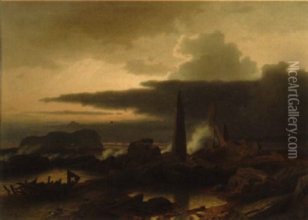 Bautaer Ved Havet Oil Painting - Erik Bodom