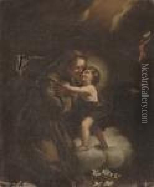 Saint Francis With The Christ Child Oil Painting - Bartolome Esteban Murillo